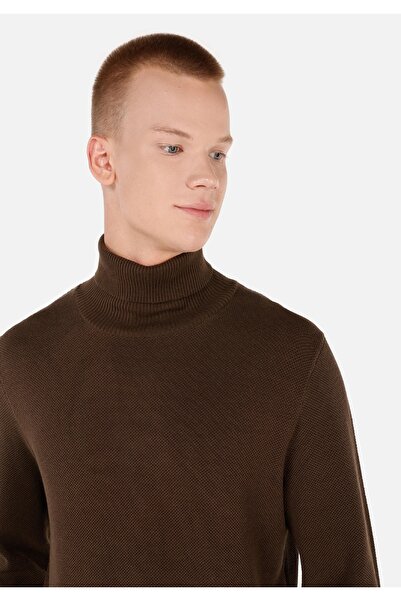 Colin's Regular Fit Turtle Neck Jakarlı Erkek Kahverengi Kazak