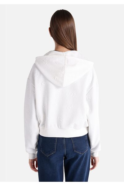 Colin's Regular Fit Hooded Jacquard Women's White Sweatshirt