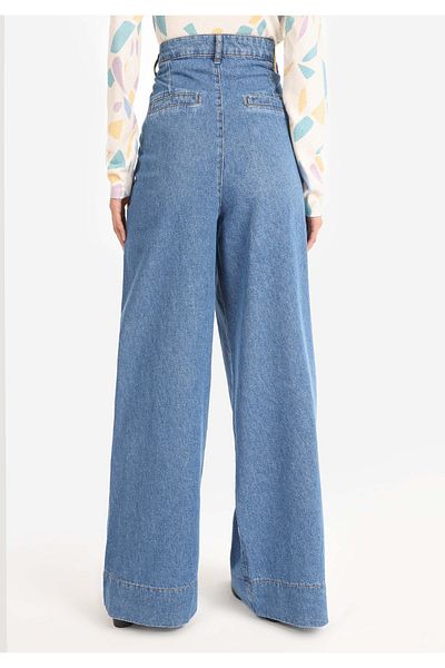 Colin's Regular Fit High Waist Wide Leg Women's Indigo Denim Jean Trousers with Pockets