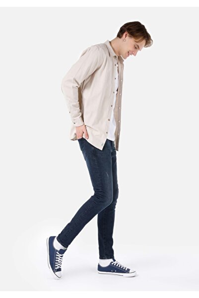 Colin's Slim Fit Erkek Koyu İndigo Yırtık Detaylı Jean Pantolon