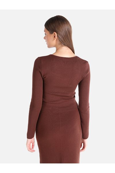 Colin's Brown Knitwear Sweater - Slim Fit and Square Collar