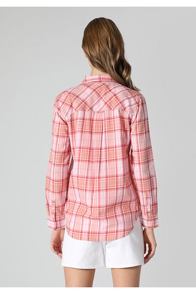 Colin's Regular Fit Shirt Neck Plaid Women's Pink Long Sleeve Shirt