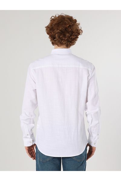 Colin's Slim Fit Shirt Neck Plain Men's White Long Sleeve Shirt