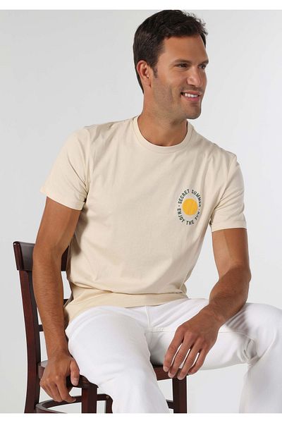 Colin's Ecru Men's Short Sleeve Printed T-Shirt - Regular Fit Cl 1062735
