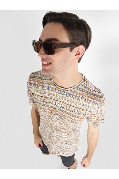 Colin's Regular Fit Round Neck Printed Men's Ecru Short Sleeve T-Shirt