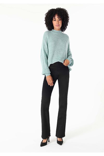 Colin's Regular Fit Stand Collar Plain Women's Green Sweater