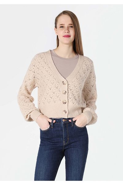 Colin's Regular Fit Women's Beige Cardigan