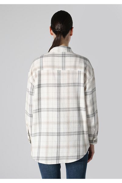 Colin's Regular Fit Shirt Neck Plaid Women's Beige Long Sleeve Shirt