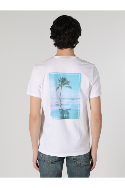 Colin's Regular Fit Round Neck Printed Men's White Short Sleeve T-Shirt
