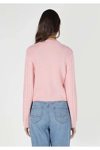 Colin's Regular Fit Half Turtleneck Jacquard Women's Pink Sweater
