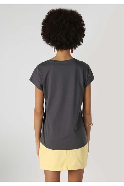 Colin's Regular Fit Round Neck Printed Women's Anthracite Short Sleeve T-Shirt
