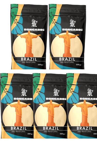 Bongardi Coffee Brezilya Yöresel Blend Kahve Seti 5x200g (ÇEKİRDEK VEYA ÖĞÜTÜLMÜŞ SEÇİLEBİLİR)