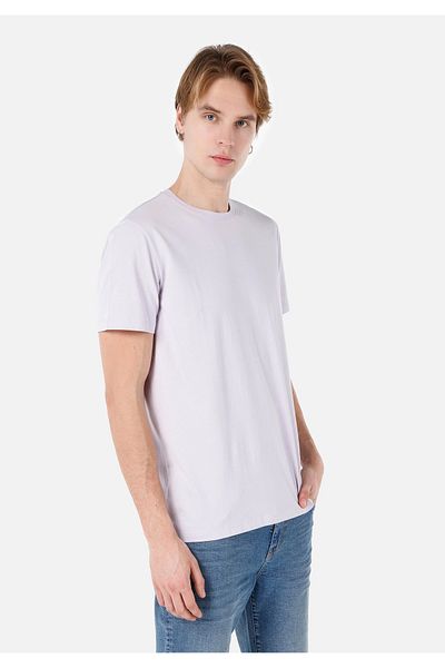 Colin's Regular Fit Round Neck Solid Men's Purple Short Sleeve T-Shirt