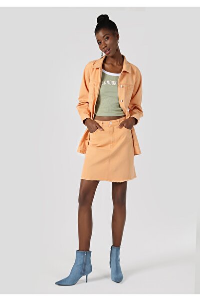 Colin's Slim Fit Straight Buttoned Women's Gray Skirt