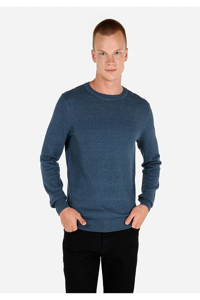 Colin's Regular Fit Round Neck Jacquard Men's Blue Sweater