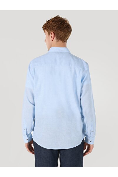 Colin's Comfort Fit Shirt Neck Прямий чоловічий синій сорочка з довгими рукавами