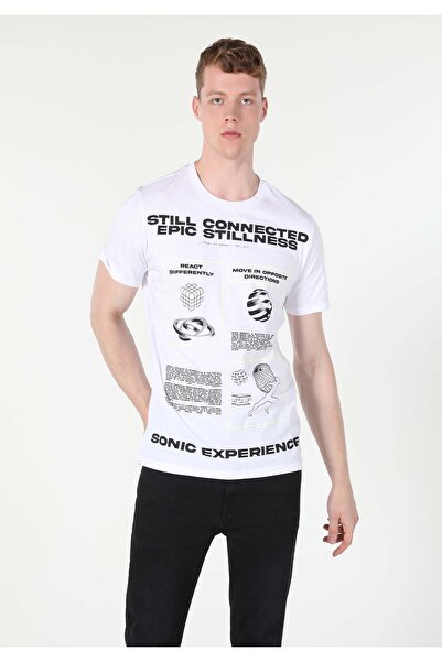 Colin's Регулярний крій, круглий виріз, без кишень, чоловічий білий футболка з короткими рукавами