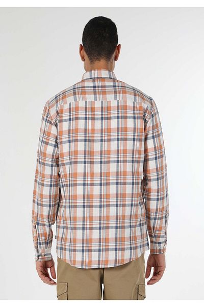 Colin's Regular Fit Shirt Neck Plaid Men's Orange Long Sleeve Shirt