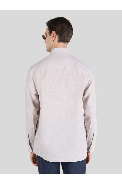 Colin's Comfort Fit Shirt Neck Plain Men's Beige Pocketless Long Sleeve Shirt