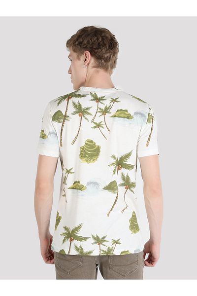 Colin's Regular Fit Round Neck Printed Men's Ecru Short Sleeve T-Shirt