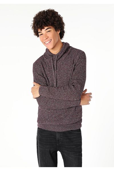 Colin's Slim Fit Turtle Neck Jacquard Men's Burgundy Sweater