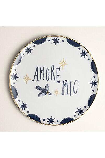 Zsa Zsa Zsu Lublın Porselen Pizza Tabağı 33x33x1.5 Cm Lacıvert - Sarı