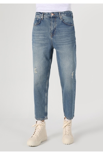 Colin's Loose Relaxed Fit Drop Crotch Kısa Paça Erkek İndigo Jean Pantolon