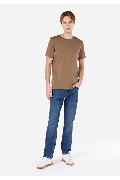 Colin's Regular Fit Bisiklet Yaka Basic Kahverengi Erkek Kısa Kol Tişört