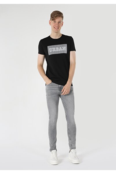 Colin's Чорна футболка Slim Fit з принтом для чоловіків - велосипедна горловина, короткий рукав - Cl1061802