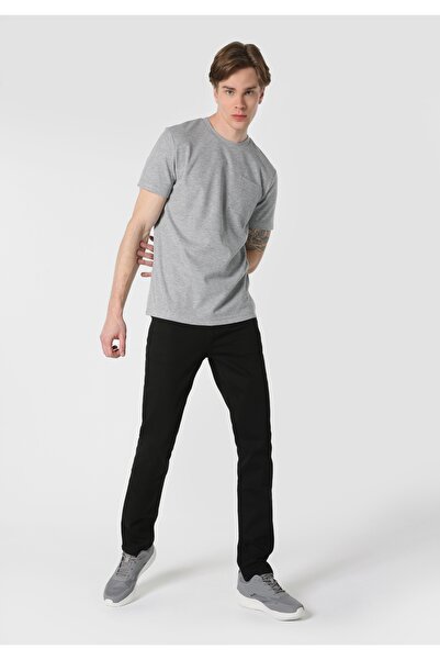 Colin's Regular Fit Yuvarlak Yaka Jakarlı Erkek Gri Kısa Kol Tişört