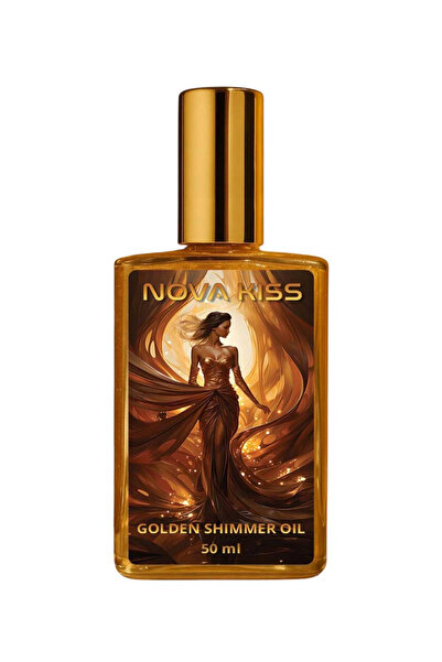 NOVA KISS Shiny dry oil for body and hair with golden pearl, NOVA KISS® Golden Face & Body Shimmer, 50 ml