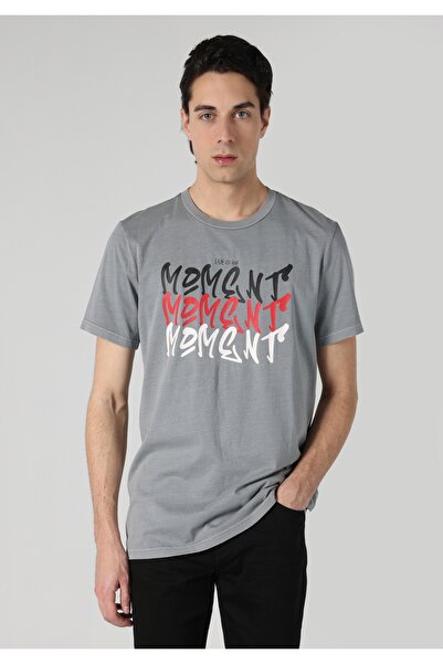 Colin's Regular Fit Baskılı Gri Erkek Kısa Kol Tişört