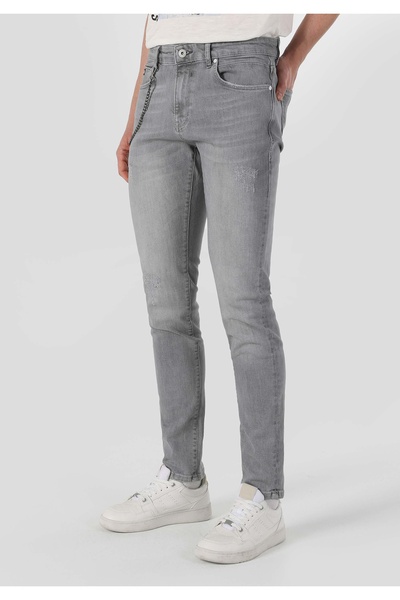 Colin's Slim Fit Düşük Bel Dar Paça Erkek Gri Jean Pantolon