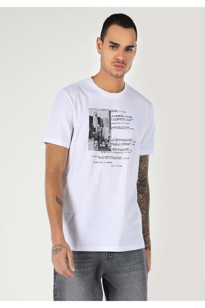 Colin's Regular Fit Round Neck Plain Men's White Short Sleeve T-Shirt