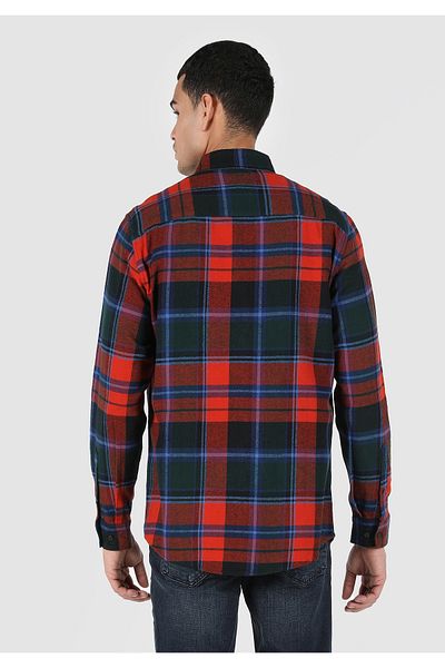 Colin's Regular Fit Shirt Neck Plaid Men's Orange Long Sleeve Shirt