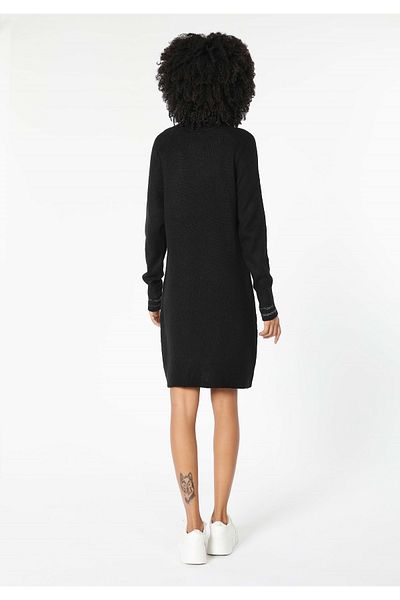 Colin's Regular Fit Plain Women's Black Long Sleeve Dress