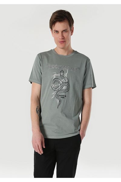 Colin's Regular Fit Round Neck Printed Men's Gray Short Sleeve T-Shirt