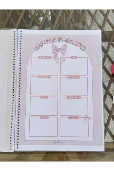 ŞAN ART DESİGN 52 Weeks Planner Pink Ribbon Theme Spiral Notebook