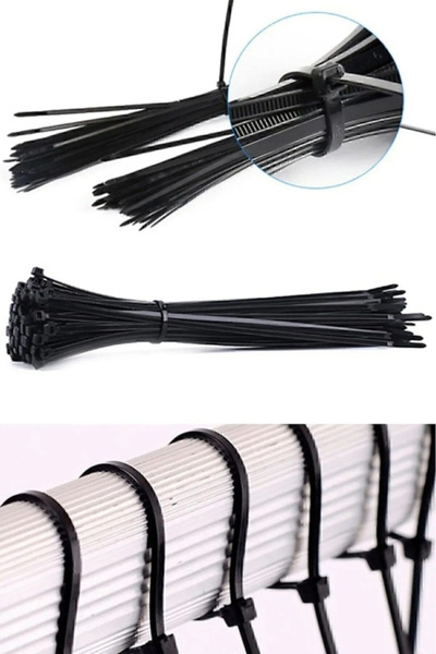Universal Siyah Kablo Bağı , Plastik Kelepçe , Cırt Kelepçe 3,6 X 150 Mm. (100 Adet)