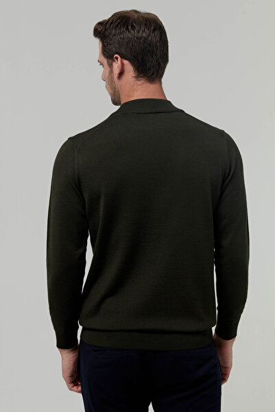 D'S Damat Ds Damat Regular Fit Khaki Plain Knitted Wool Blended Sweater