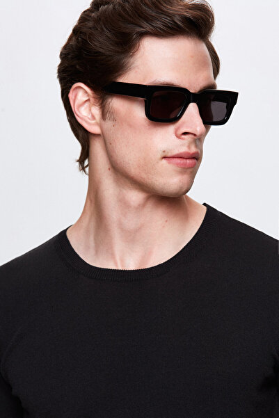 Twn Slim Fit Black Summer Rayon Knitwear T-Shirt