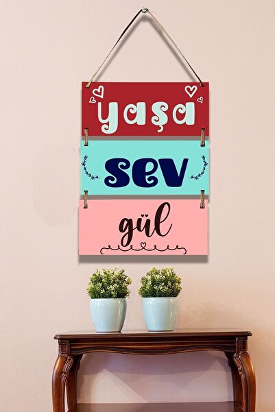 Nod Set de 3 piese MDF, ornament de scris pozitiv Sev Rose, acasă, sufragerie...