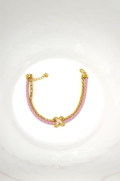 Angels And Wings Pink Rope Rope Dorika Sparkling Steel Zircon Stone Bracelet
