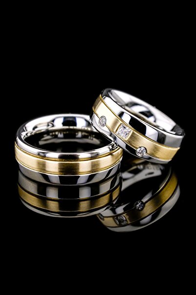 Kaya The Third Love Me Marka 7.5mm 1.kalite Altın Beyaz 2 Renk Garantili Çelik Alyans Yüzük Lm-024g