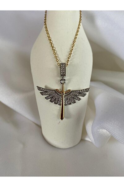 KANERUZ Gold Charm Melek Kanat Taşlı Tasarım Özel Seri Kolye