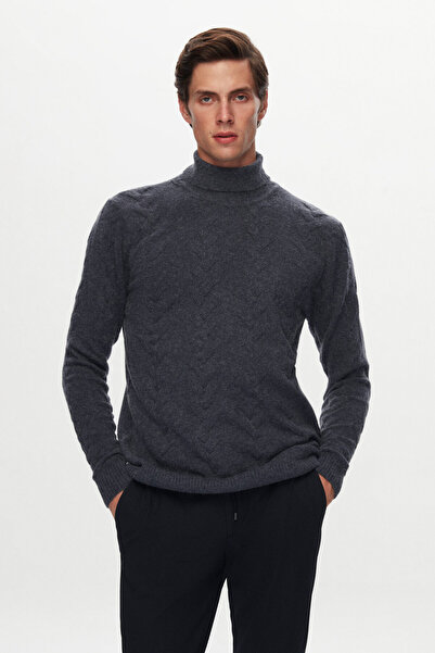 D'S Damat Ds Damat Regular Fit İndigo Jakar Desenli Kazak