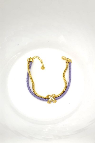 Angels And Wings Purple Rope Rope Dorika Sparkling Steel Zircon Stone Bracelet