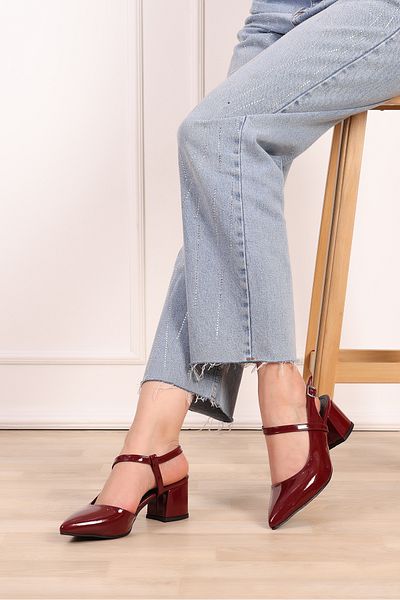 SHOESSHOPS Open Back Short Block Heeled Women's Shoes