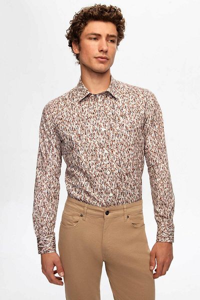 Twn Brown Slim Fit Printed Shirt