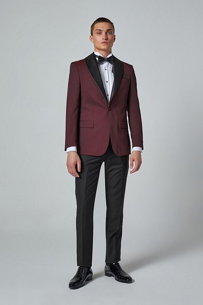 D'S Damat Ds Groom Slim Fit Burgundy Patterned Groom & Tuxedo Suit